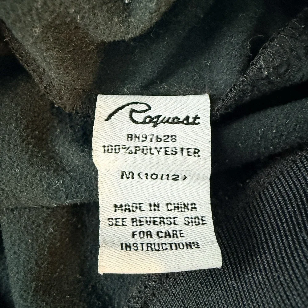 Vintage Y2K Boys Money Graphic Track Jacket M 10–12 Black Zip Streetwear Request - Picture 10 of 11